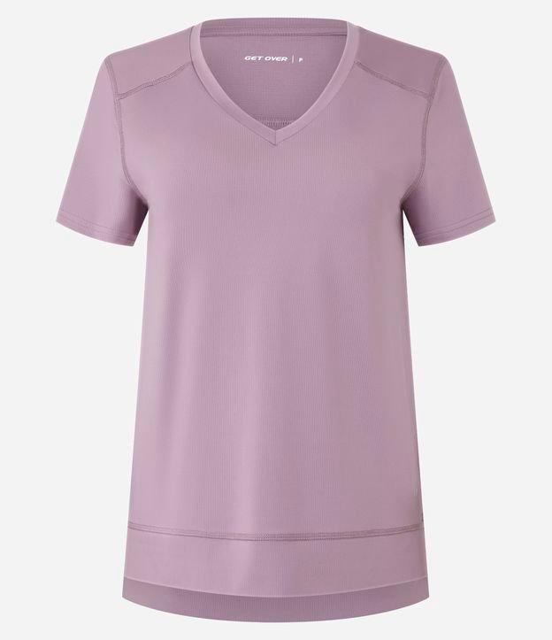 Camiseta Esportiva em Microfibra Furadinha Decote V - 1