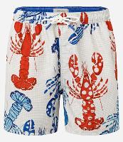 Bermuda em Microfibra com Cós Elástico e Estampa de Lagostas - 1