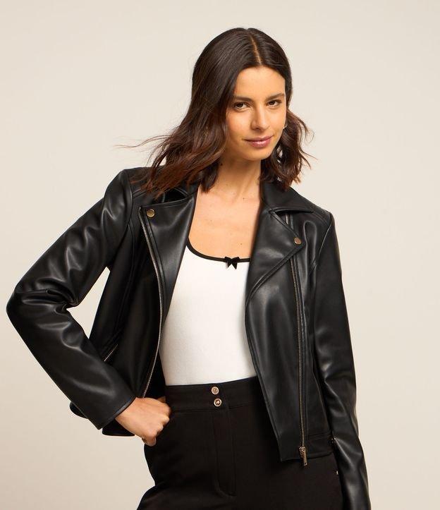 Jaqueta Biker em PU com Ponto Roma na Manga - 1