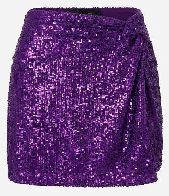 Saia Curta em Paetê Metalizado com Detalhe Torcido e Fenda