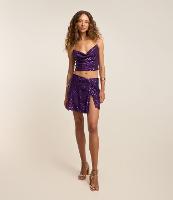 Saia Curta em Paetê Metalizado com Detalhe Torcido e Fenda - 2