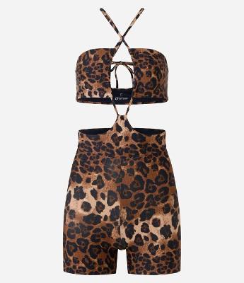 Macaquinho Esportivo em Microfibra com Estampado Animal Print