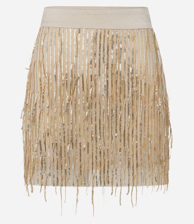 Saia Curta em Paetê Metalizado com Franjas - 1