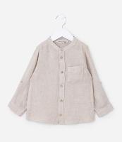 Camisa Infantil em Linho com Gola Padre e Bolso -Tam 1 a 4 Anos - 1