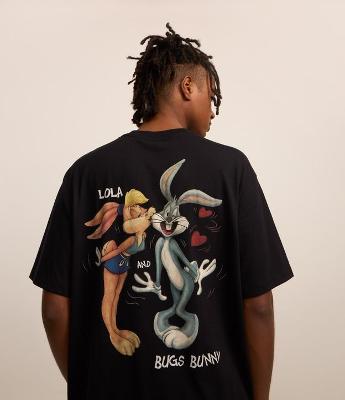 Camiseta Boxy em Algodão com Estampa Looney Tunes Crazy in Love
