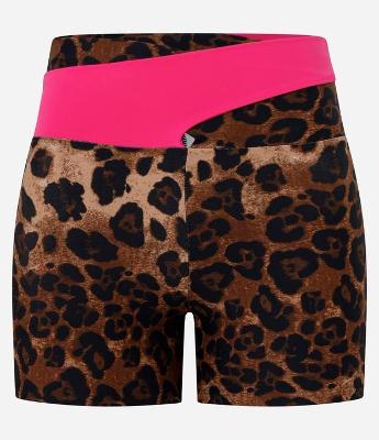 Bermuda esportiva em Microfibra com Cós Colorido e Estampa Animal Print