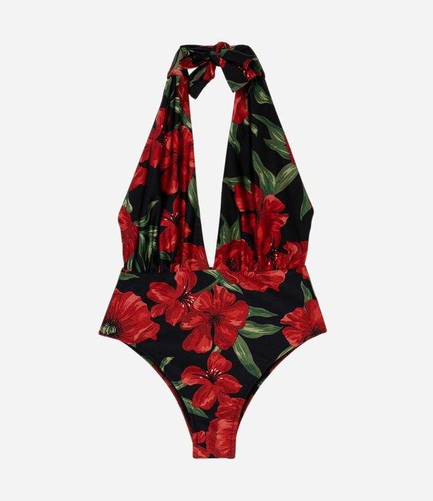 Maio em Microfibra com Decote Profundo e Estampa Floral - 1