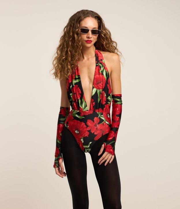 Maio em Microfibra com Decote Profundo e Estampa Floral - 2