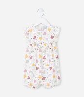 Macaquinho Infantil em Ribana com Estampa Corações - Tam 0  a 18 meses - 1