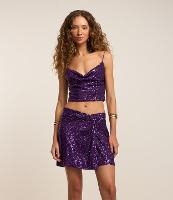 Blusa de Alça Cropped em Paetê Metalizado e Decote Degagê - 3