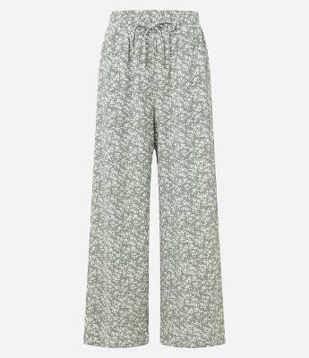 Calça Pantalona Texturizada em Floral Liberty