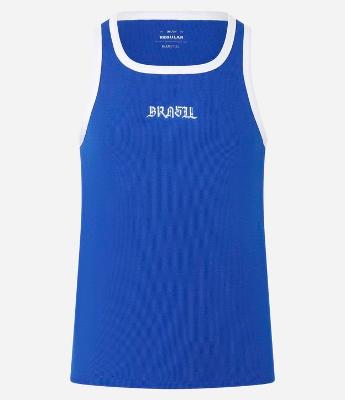 Regata Regular em Algodão com Estampa Bordada Brasil