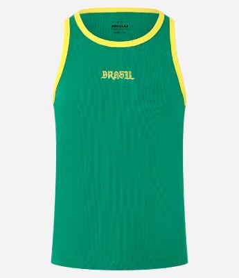 Regata Regular em Algodão com Estampa Bordada Brasil