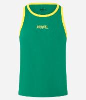 Regata Regular em Algodão com Estampa Bordada Brasil - 1