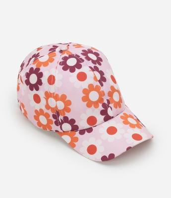 Boné Infantil Aba Curva com Estampa Floral - Tam Único