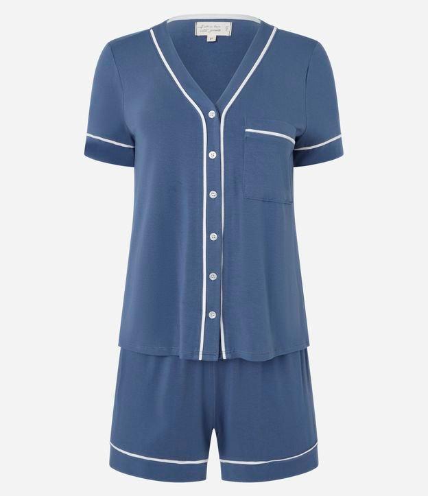 Pijama Short Doll Americano com Detalhes Contrastante e Mangas Curtas - 1