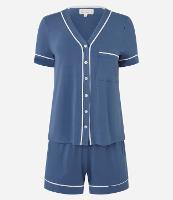 Pijama Short Doll Americano com Detalhes Contrastante e Mangas Curtas - 1