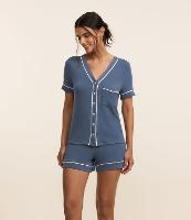 Pijama Short Doll Americano com Detalhes Contrastante e Mangas Curtas - 3