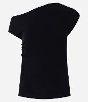 Blusa Manga Curta Assimétrica em Crepe com Drapeado na Lateral - 1