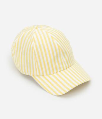 Boné Aba Curva com Listras em Fio Tinto