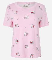 Blusa de Pijama Manga Curta em Viscose com Estampa de Gato - 1