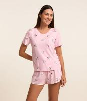 Blusa de Pijama Manga Curta em Viscose com Estampa de Gato - 2