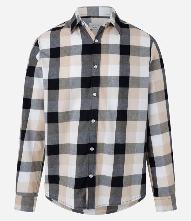 Camisa Regular em Flanela com Estampa Xadrez - 1