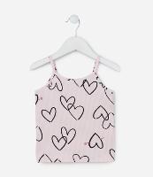 Regata Infantil Canelada Estampada de Corações - Tam 1 a 5 anos - 1