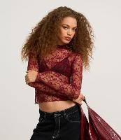 Blusa Transparente em Renda Floral com Golinha Alta - 2