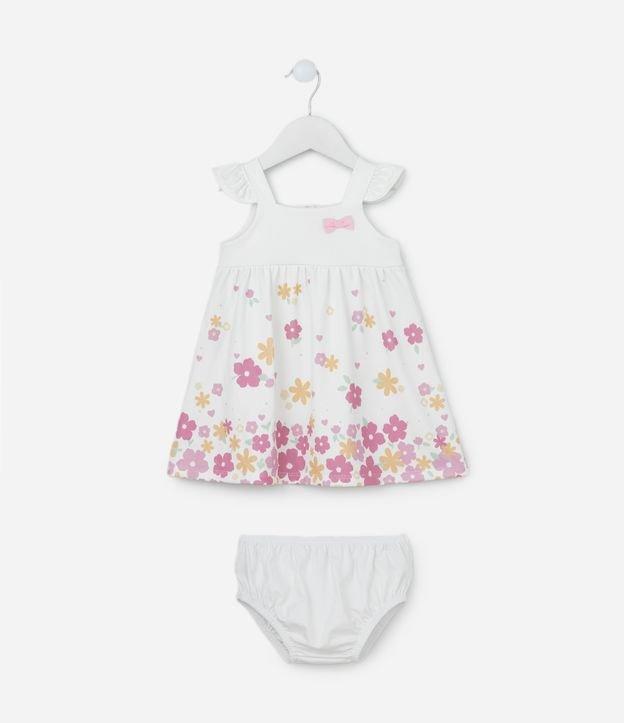 Vestido Alcinha Infantil Estampado de Flores e Calcinha - Tam 0 a 18 meses - 1