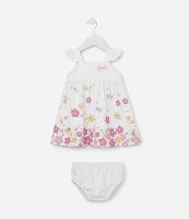 Vestido Alcinha Infantil Estampado de Flores e Calcinha - Tam 0 a 18 meses - 1