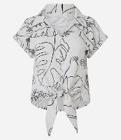 Blusa em Viscose com Amarração e Folhagens Estampadas - 1