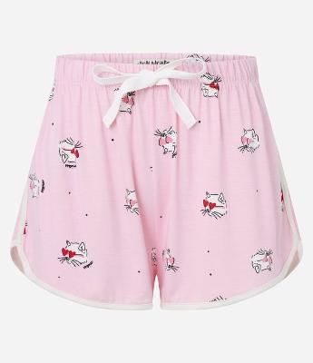 Short de Pijama em Viscose Estampado de Gato