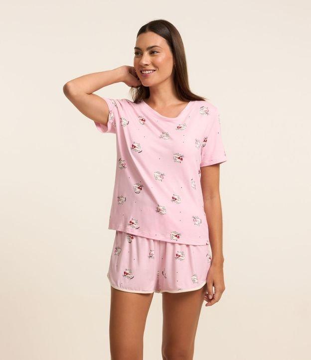 Short de Pijama em Viscose Estampado de Gato - 2