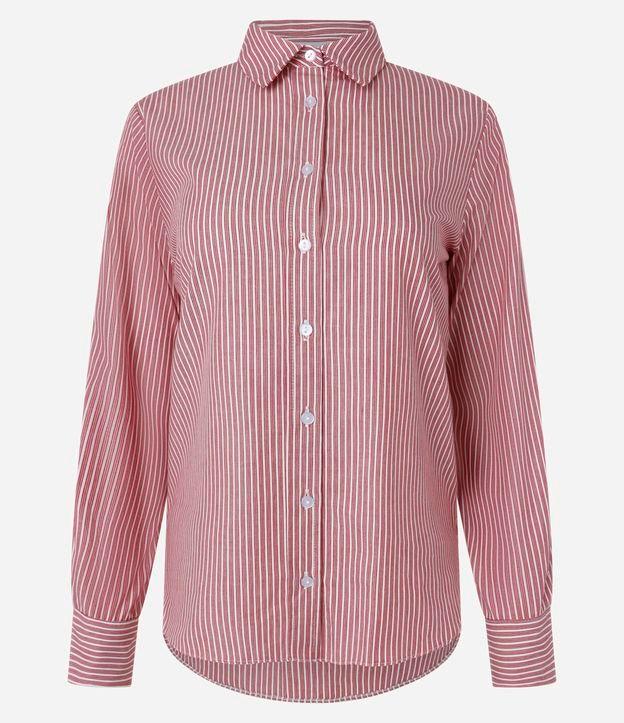 Camisa em Tricoline com Estampa Listrada Fio Tinto - 1