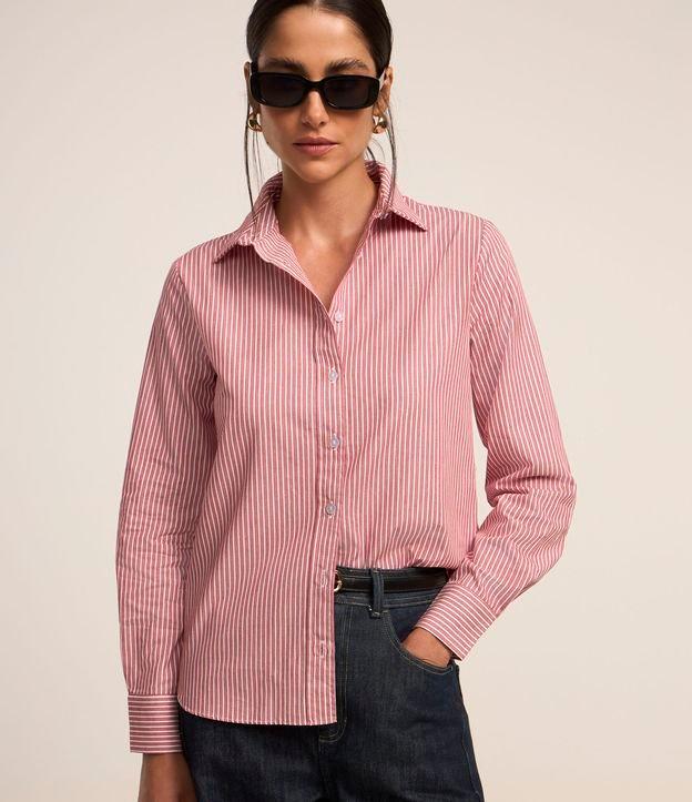 Camisa em Tricoline com Estampa Listrada Fio Tinto - 2