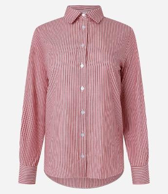 Camisa em Tricoline com Estampa Listrada Fio Tinto