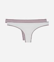 Kit 02 Calcinhas Biquíni Fio em Algodão Texturizadas com Detalhes Contrastantes - 1