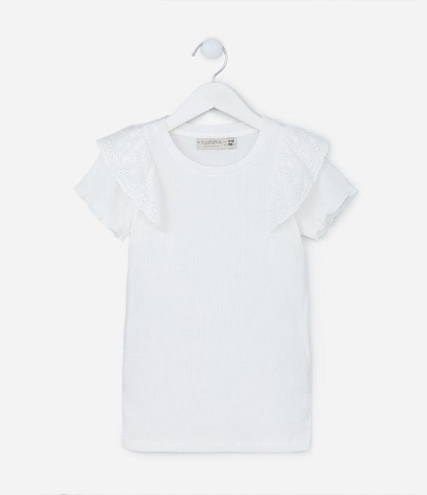 Blusa Infantil em Ribana com Babados Broderie - Tam 5 a 14 Anos - 1