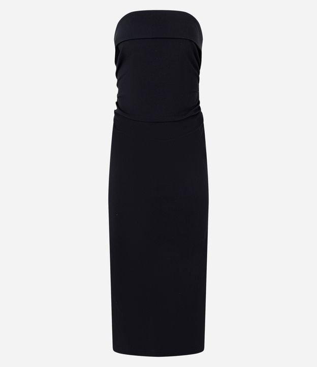 Vestido New Midi em Bengaline com Pala Dobrada e Fenda - 1