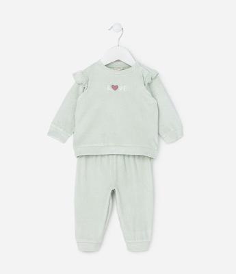 Conjunto Infantil em Plush com Babadinhos - Tam 0 a 18 meses