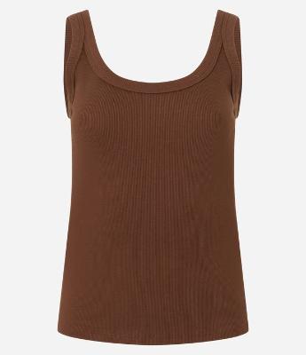 Blusa Regata em Ribana com Decote U