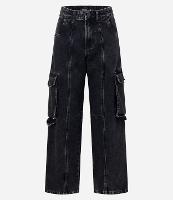 Calça Reta em Jeans com Bolsos Cargo e Friso Frontal - 2