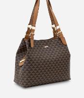 Bolsa Grande em PU com Alça Média e Estampa Triângulos - 1