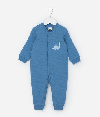 Macacão Infantil com Textura de Dinossauros - Tam 3 a 24 meses