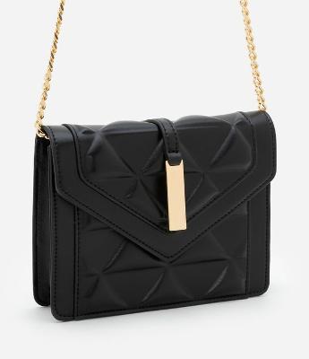 Bolsa Transversal Pequena em PU com Tampa em Embossed