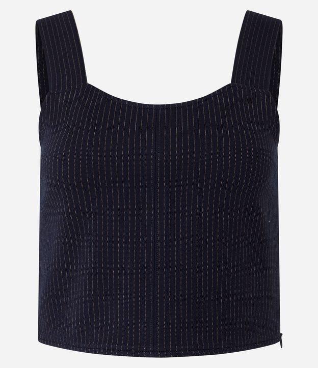 Blusa Cropped Alça Larga Risca de Giz em Ponto Roma - 1