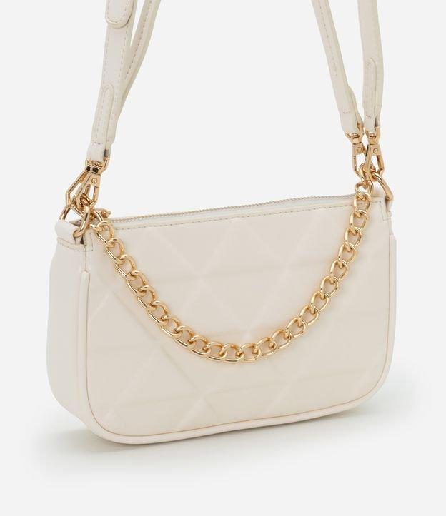 Bolsa Baguete Pequena em PU com Detalhe de Corrente Embossed - 1