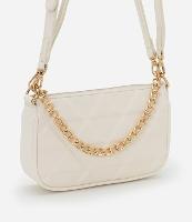 Bolsa Baguete Pequena em PU com Detalhe de Corrente Embossed - 1