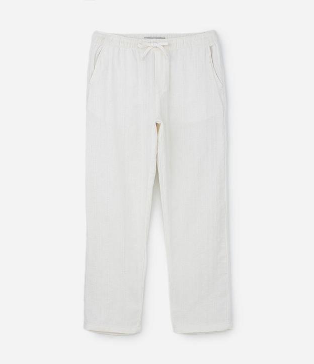 Calça em Algodão com Cós Elástico e Textura Rústica - 1